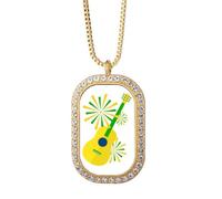 no/no Collar con colgante de instrumento de carnaval de Brasil, joyería dorada con diamantes de cristal