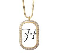 no/no Collar con colgante de letras de felicidad con diamantes de cristal dorado