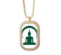 no/no Collar con colgante de luz de luna brillante y cristal dorado