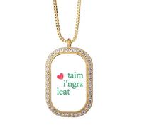 no/no Collar con colgante de mandarina irlandesa con texto en inglés "I Love You" con diamantes de cristal dorado