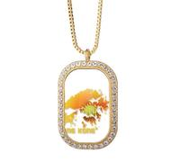 no/no Collar con colgante de mapa de flores de Hong Kong con cristales dorados