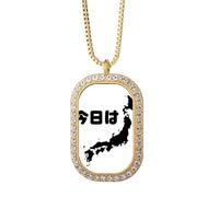 no/no Collar con colgante de mapa de Hello Japan con diseño de mapa de diamantes y joyas doradas