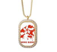 no/no Collar con colgante de mapa de Hong Kong con diamantes de cristal dorado