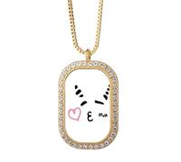 no/no Collar con colgante de mapa de ovejas y cristales dorados