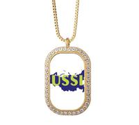 no/no Collar con colgante de mapa ruso de Moscú con diamantes de cristal dorado