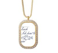 no/no Collar con colgante de mariscos de sentido común de la cultura del idioma inglés con diamantes de cristal dorado