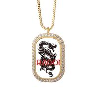 no/no Collar con colgante de mito de dragón animal del este oeste y cristal dorado