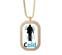 no/no Collar con colgante de muleta de hombre viejo para clima frío, joyería dorada de cristal de diamante