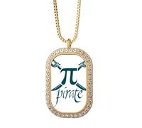 no/no Collar con colgante de pirata de ciencia matemática, joyería dorada con diamantes de imitación