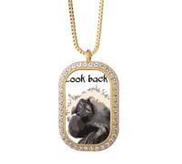 no/no Collar con colgante de primate Baboon Papio con diamantes de cristal dorado