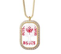 no/no Collar con colgante de raíz de bandera canadiense Faly de diamantes de cristal dorado