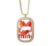 no/no Collar con colgante de rinoceronte y cristal dorado