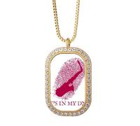 no/no Collar con colgante de saxofo musical con huella genética y diamantes de cristal dorado