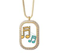 no/no Collar con colgante de signo musical con diamantes de cristal dorado