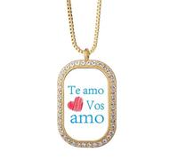no/no Collar con colgante de texto en inglés «I Love You» con texto en inglés «I Love You»