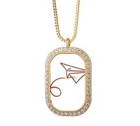 no/no Collar con colgante de trayectoria de abandono de papel de aviación con diamantes de cristal dorado