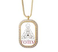 no/no Collar con colgante triangular circular de diamantes de cristal dorado