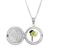 no/no Collar con medallón Art Deco con diseño de flor de pájaro con diseño de nido de pájaro