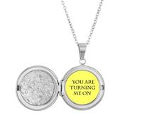 no/no Collar con medallón con texto en inglés "You Turn Me On Impress Me", joyería para regalo de cumpleaños