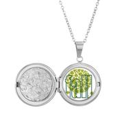 no/no Collar con medallón de árboles amorosos caducifolios otoñales para sostener fotos, regalo de cumpleaños