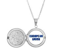 no/no Collar con medallón de integración de la bandera de la Unión Europea, joyería para regalo de cumpleaños