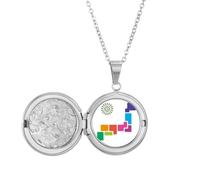 no/no Collar con medallón de mapa de jerarquía de apertura de flores, joyería para regalo de cumpleaños