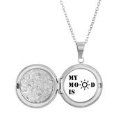 no/no Collar con medallón de moda con texto en inglés «Happy Mood», buen tiempo, Art Deco, joyería para regalo de cumpleaños