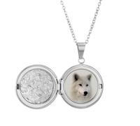 no/no Collar con medallón de pelo de lobo blanco Art Deco para colgar fotos, joyería de regalo de cumpleaños