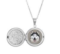 no/no Collar con medallón de perro lobo para familiares cercanos de piel