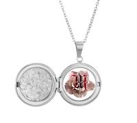 no/no Collar con medallón de sangre gótica del alfabeto de flores, joyería para regalo de cumpleaños