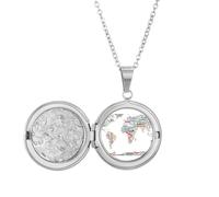 no/no Collar con medallón de Wordcloud con diseño de mapa global, geografía, país, joyería para regalo de cumpleaños