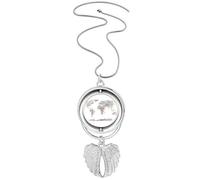 no/no Collar giratorio con colgante de alas de ángel con diseño de mapa global, geografía del país, Wordcloud, Medium