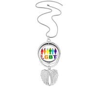 no/no Collar giratorio con colgante de alas de ángel, diseño de arco iris, para hombre y mujer, Medium