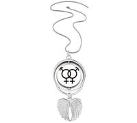 no/no Collar giratorio con colgante de doble número y diseño de alas de ángel, diseño de arco iris, Medium