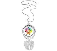 no/no Collar giratorio con diseño de alas de ángel, diseño de arco iris, Medium
