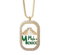no/no Collar mexicano con colgante de cristal dorado con diseño de ruinas de paisaje mexicano