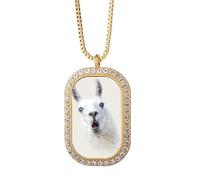 no/no Collar sorpresa de alpaca con colgante de boca blanca y cristal de diamante, joyería dorada