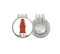 no/no Corea del Sur - Marcador de pelota de golf, diseño de Torre de Ladrillo Rojo, con clip magnético esmaltado