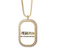 no/no Critical Pessism - Collar con colgante de cristal de diamante y modernismo, joyería dorada