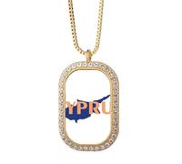 no/no Cyprus Euan Map - Collar con colgante de diamantes y cristales dorados