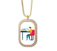 no/no Designer Worked Hard Paint Seriously - Collar con colgante de diamante y cristal dorado