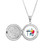no/no Designer Worked Hard Paint Seriously Locket Collar con colgante para fotos, joyería, regalo de cumpleaños