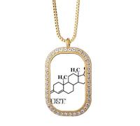 no/no Desire Love - Collar con colgante de estructura molecular con diamantes de cristal dorado