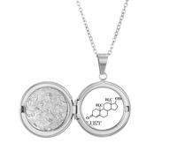 no/no Desire Love - Collar con medallón de estructura molecular para guardar fotos, regalo de cumpleaños
