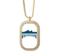 no/no Destroyers Strike Enemy Military, collar con colgante de diamante y cristal dorado