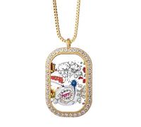 no/no Diálogo de dibujos animados Diagrama Diagrama Collar Colgante Diamante Cristal Oro Joyería