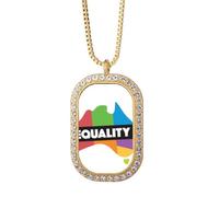 no/no Diferencia de género, collar con colgante de igualdad de arco iris australiano, joyería dorada de cristal de diamantes