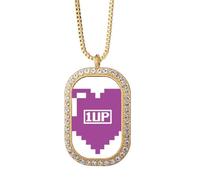 no/no Direction - Collar con colgante de dígitos cardíacos Art Deco de moda, joyería dorada con diamantes