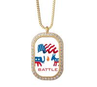 no/no Donkey Elephant Fight President - Collar con colgante de diamante y cristal dorado