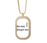 no/no Don't Forget Me Sad Art Deco - Collar con colgante de diamantes de cristal dorado